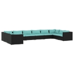 Set Divani da Giardino 10 pz con Cuscini in Polyrattan Nero