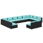 Set Divani da Giardino 12 pz con Cuscini in Polyrattan Nero