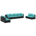 Set Divani da Giardino 8 pz con Cuscini in Polyrattan Nero