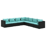 Set Divani da Giardino 7 pz con Cuscini in Polyrattan Nero