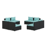 Set Salotto da Giardino 8 pz con Cuscini in Polyrattan Nero