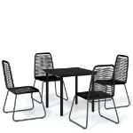 Set Mobili da Pranzo per Giardino 5 pz Nero