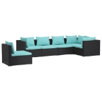 Set Divani da Giardino 6 pz con Cuscini in Polyrattan Nero