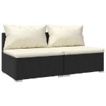 Set Divani da Giardino 2 pz con Cuscini in Polyrattan Nero