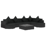 Set Divani da Giardino 8 pz con Cuscini in Polyrattan Nero