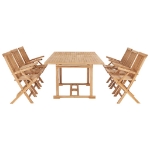 Set da Pranzo per Esterni 7 pz 150-200x100x75 cm Teak Massello