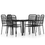 Set Mobili da Pranzo per Giardino 7 pz Nero