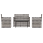 Set Divani da Esterno 4 pz con Cuscini in Polyrattan Grigio