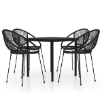 Set Mobili da Pranzo per Giardino 3 pz Nero