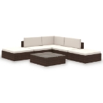 Set Divani da Giardino 6 pz con Cuscini in Polyrattan Marrone