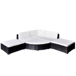 Set Divani da Giardino 6 pz con Cuscini in Polyrattan Nero