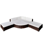 Set Divani da Giardino 6 pz con Cuscini in Polyrattan Marrone