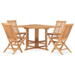 Set da Pranzo da Giardino 5 pz Pieghevole in Massello di Teak