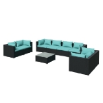 Set Divani da Giardino 9 pz con Cuscini in Polyrattan Nero