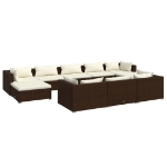 Set Divani da Giardino 10 pz con Cuscini in Polyrattan Marrone