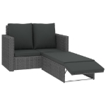 Set Divani da Giardino 2 pz con Cuscini in Polyrattan Grigio