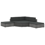 Set Divani da Giardino 6 pz con Cuscini in Polyrattan Grigio