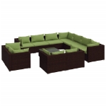 Set Divani da Giardino 12 pz con Cuscini in Polyrattan Marrone