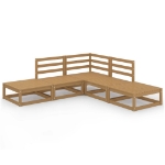 Set Divani da Giardino 5 pz Miele in Legno Massello di Pino