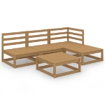 Set Divani da Giardino 5 pz Miele in Legno Massello di Pino