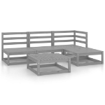 Set Divani da Giardino 5 pz Grigio in Legno Massello di Pino