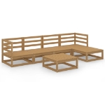 Set Divani da Giardino 6 pz Miele in Legno Massello di Pino