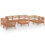 Set Divani da Giardino 8 pz Miele in Legno Massello di Pino