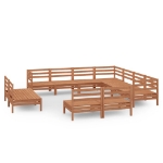 Set Divani da Giardino 11 pz in Legno Massello di Pino Miele