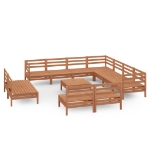 Set Divani da Giardino 12 pz in Legno Massello di Pino Miele