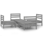 Set Divani da Giardino 5 pz Grigio in Legno Massello di Pino