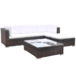 Set Divani da Giardino 5 pz con Cuscini in Polyrattan Marrone