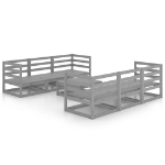 Set Divani da Giardino 7 pz Grigio in Legno Massello di Pino