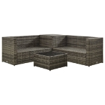 Set Divani da Giardino 4 pz con Cuscini in Polyrattan Grigio