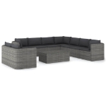 Set Divani da Giardino 10 pz con Cuscini in Polyrattan Grigio