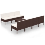 Set Divani da Giardino 8 pz con Cuscini in Polyrattan Marrone