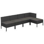 Set Divani da Giardino 5 pz con Cuscini in Polyrattan Nero