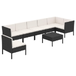 Set Divani da Giardino 8 pz con Cuscini in Polyrattan Nero