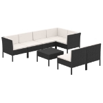 Set Divani da Giardino 8 pz con Cuscini in Polyrattan Nero