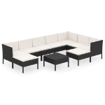 Set Divani da Giardino 10 pz con Cuscini in Polyrattan Nero