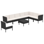 Set Divani da Giardino 9 pz con Cuscini in Polyrattan Nero