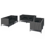 Divani da Giardino 6 pz con Cuscini in Polyrattan Grigio Scuro