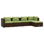 Set Divani da Giardino 5 pz con Cuscini in Polyrattan Marrone