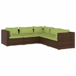 Set Divani da Giardino 5 pz con Cuscini in Polyrattan Marrone