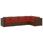 Set Divani da Giardino 5 pz con Cuscini in Polyrattan Marrone