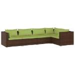 Set Divani da Giardino 5 pz con Cuscini in Polyrattan Marrone