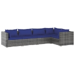 Set Divani da Giardino 5 pz con Cuscini in Polyrattan Grigio