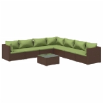 Set Divani da Giardino 8 pz con Cuscini in Polyrattan Marrone