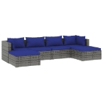 Set Divani da Giardino 6 pz con Cuscini in Polyrattan Grigio