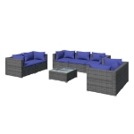 Set Divani da Giardino 8 pz con Cuscini in Polyrattan Grigio