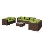 Set Divani da Giardino 8 pz con Cuscini in Polyrattan Marrone